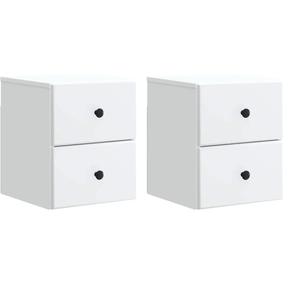 vidaXL Wandbeugel Bedkast 2 st Wit 34,5 x 33 x 40 cm Bewerkt hout, foto 3