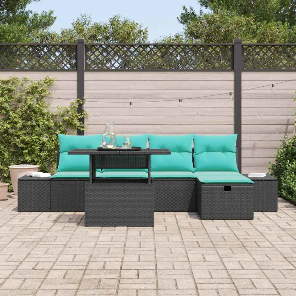vidaXL Tuin Sofa Set 6 st poly rattan beige, foto 2
