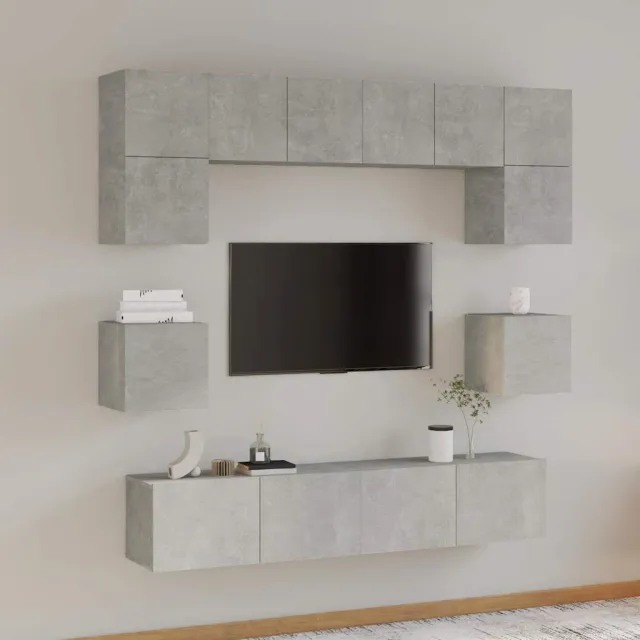 vidaXL 8-delige Tv-meubelset bewerkt hout betongrijs grijs, foto 2