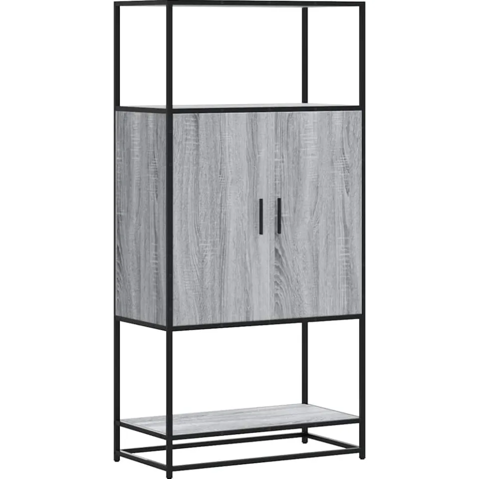 vidaXL Hoge kast 68x35x139cm bewerkt hout en metaal grijs sonoma eiken, foto 3