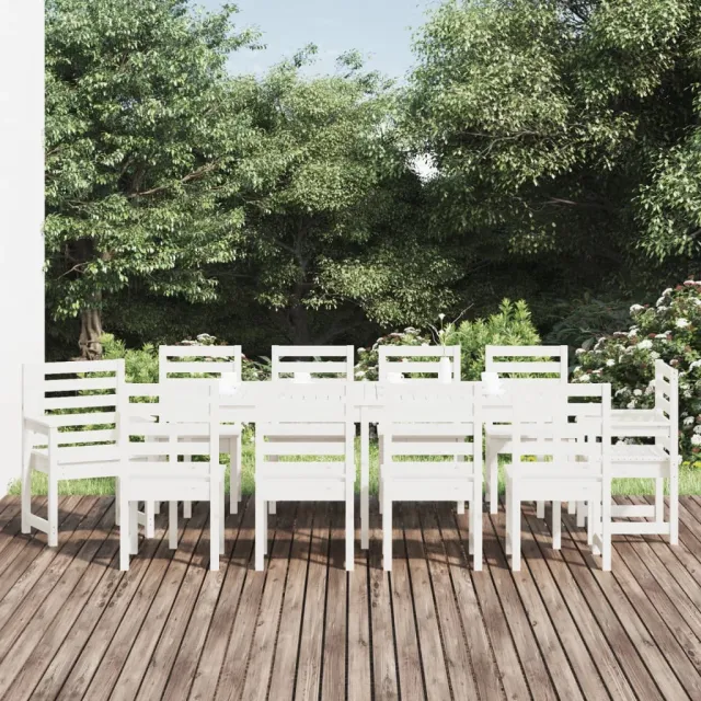 vidaXL 11-delige Tuinset massief grenenhout wit