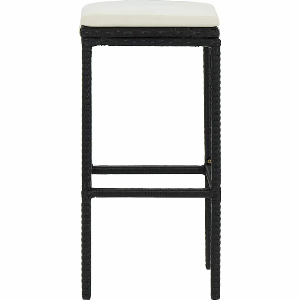 vidaXL Barkrukken 6 st met kussens poly rattan zwart, foto 4