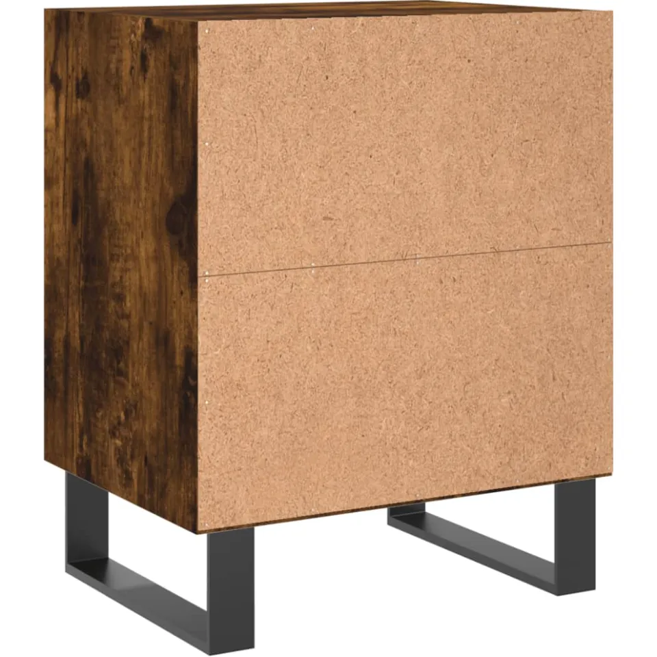 vidaXL Nachtkastje 40x30x50 cm bewerkt hout gerookt eikenkleurig, foto 4