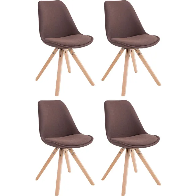 CLP Toulouse Set van 4 Stoelen - Zonder armleuning - Vierkant frame - Stof - bruin natura