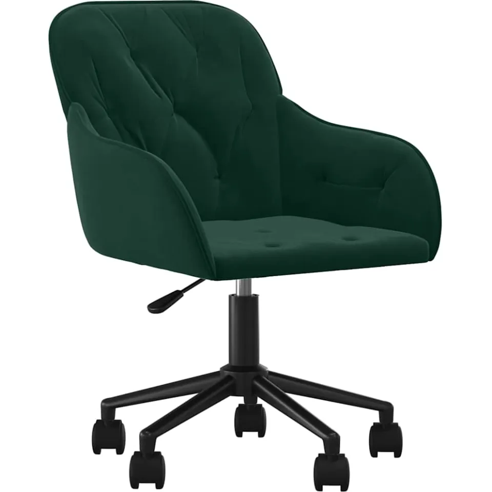 vidaXL Eetkamerstoelen draaibaar 2 st fluweel donkergroen