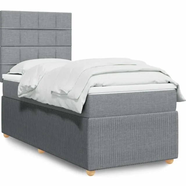 vidaXL Boxspring met matras stof lichtgrijs 80x200 cm grijs