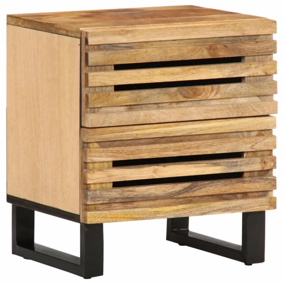 vidaXL Nachtkastjes 2 st 40x34x46 cm massief ruw mangohout bruin