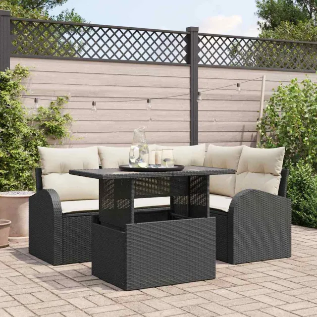 vidaXL Tuin Sofa Set 5 st Zwart poly rattan, foto 2