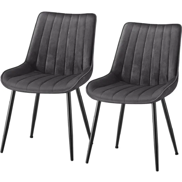 Klarven Eetkamerstoel Grijs-Zwart - Eetkamerstoelen Set van 2 - Gestoffeerde Eetkamerstoel - Dining Chair - Stevig Stalen Frame - Draagvermogen 120 kg - 48x57x80 cm