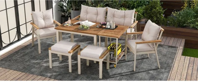 YYchan loungeset voor buiten - 7 personen - beige - 171 x 35 x 81 cm