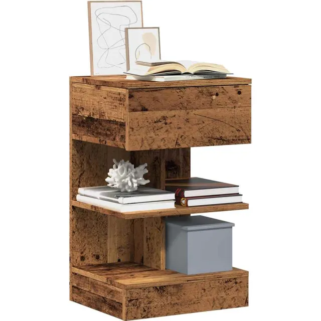 vidaXL Nachtkastjes 2 st 40x35x65 cm bewerkt hout oud houtkleurig bruin, foto 2