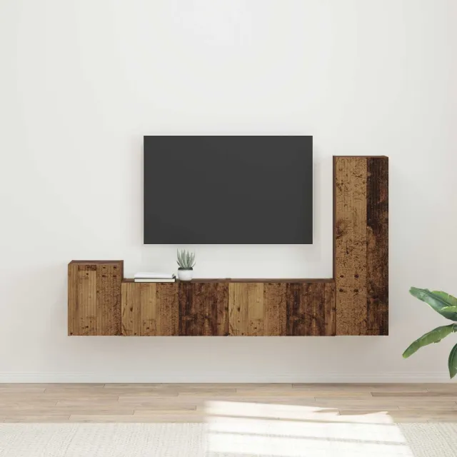 vidaXL Tv-meubelset 4 st 30 x 31 x 100 cm Oudhout bruin, foto 2