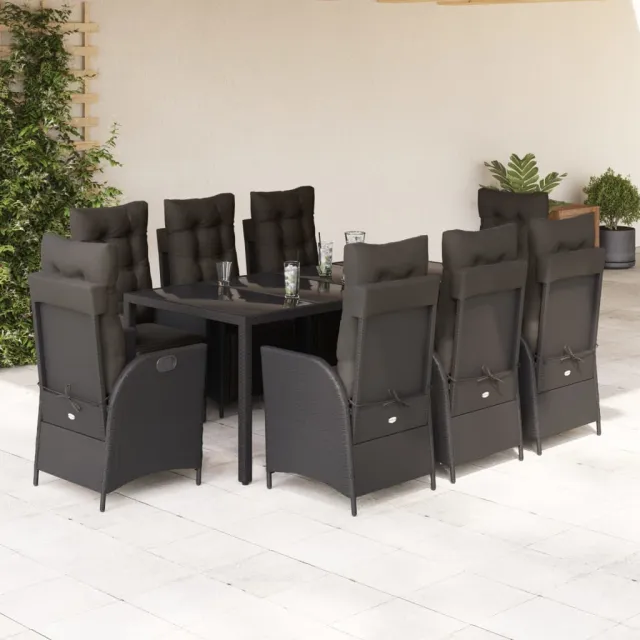 vidaXL 9-delige Tuinset poly rattan zwart, foto 2