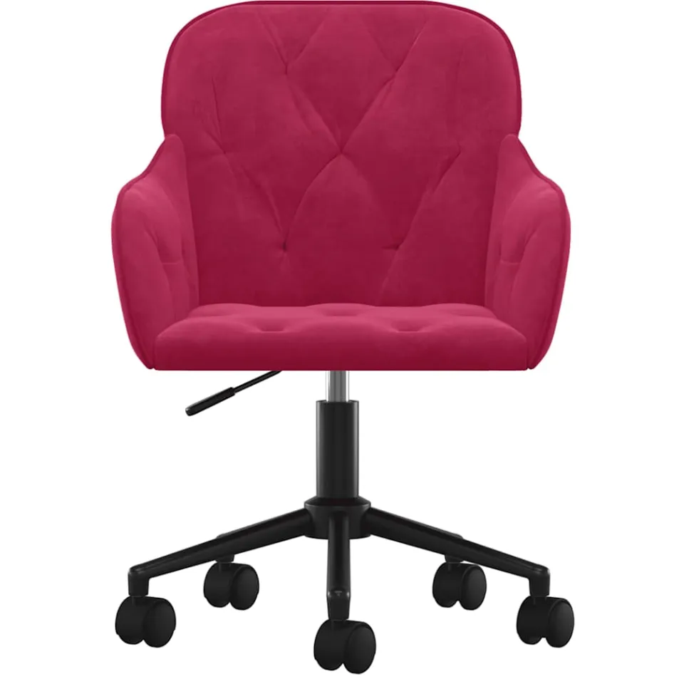 vidaXL Eetkamerstoelen draaibaar 2 st fluweel wijnrood, foto 4