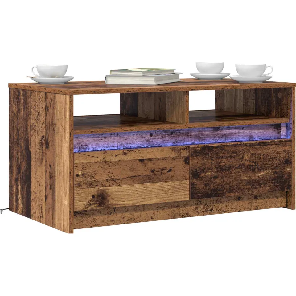 vidaXL Salontafel Oudhout 90 x 50 x 45 cm Bewerkt hout Bruin