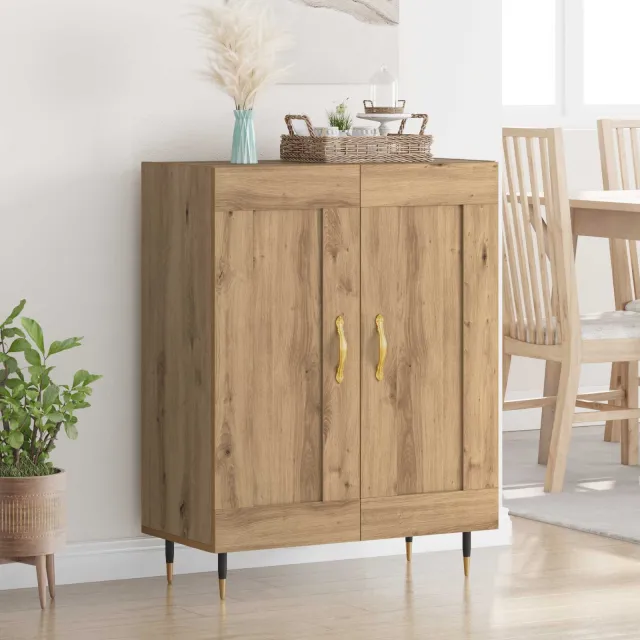 vidaXL Dressoir Artisan Eiken 69,5 x 34 x 90 cm Bewerkt hout, foto 2