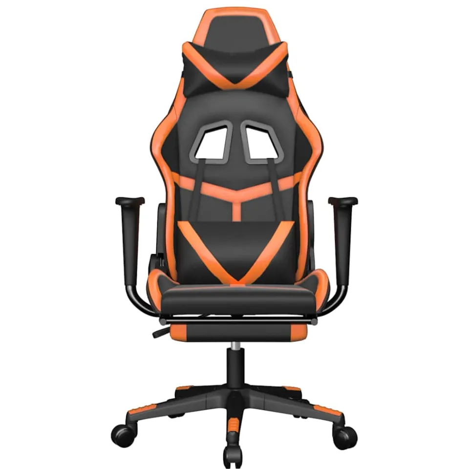 vidaXL Gamestoel met voetensteun kunstleer zwart en oranje