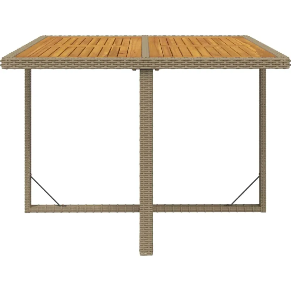 vidaXL Tuintafel 109x107x74 cm poly rattan en massief acaciahout beige, foto 4