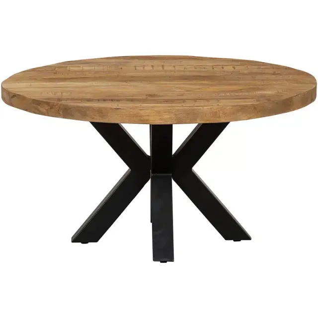 Mangohouten salontafel Sligo met rond blad en matrixpoot