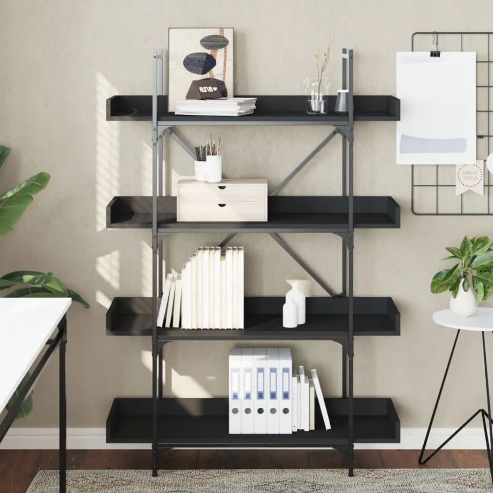 vidaXL Boekenkast 4-laags 100x33x145,5 cm bewerkt hout zwart, foto 2