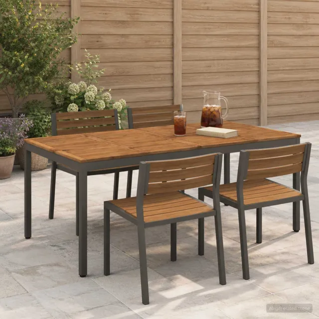 vidaXL Tuindiner tafel NAARDEN Natuurlijk en Koffie Bruin