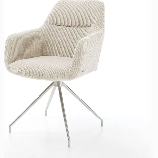 DELIFE Gestoffeerde-stoel Pejo-Flex kruisframe conisch roestvrij staal koord beige pocketveer kern