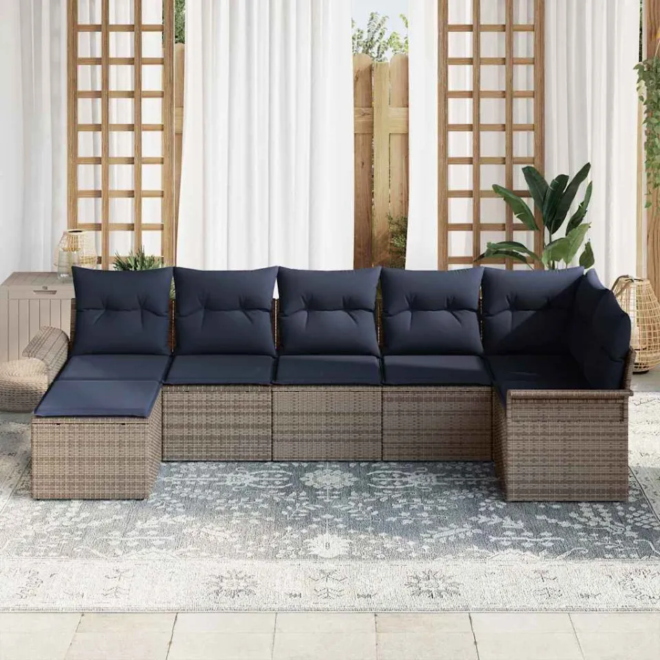 vidaXL Tuin Sofa Set Grijs poly rattan, foto 2
