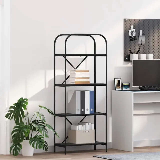 vidaXL Boekenkast 4-laags 60 x 30 x 146 cm Bewerkt hout Zwart Eiken, foto 2