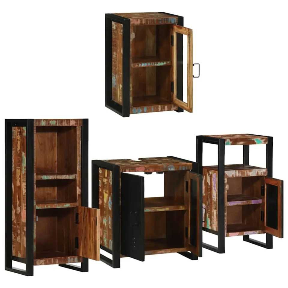 vidaXL Badkamermeubelset 4 st Multikleur Massief gerecycled hout meerkleurig, foto 3
