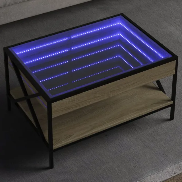 vidaXL Salontafel met Infinity LED 70x50x38 cm sonoma eikenkleurig Bruin