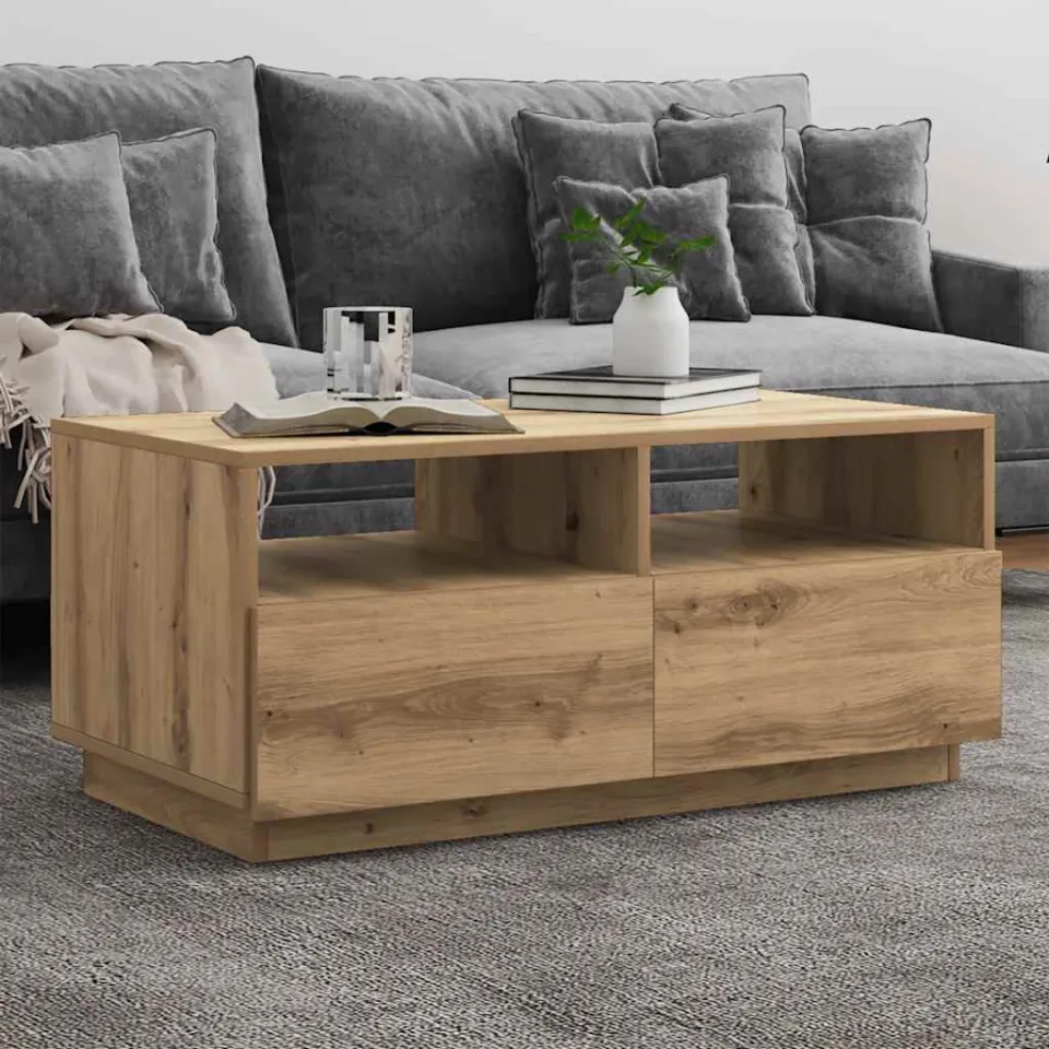 vidaXL Salontafel met LED-verlichting 90x49x40 cm artisan eikenkleurig, foto 4