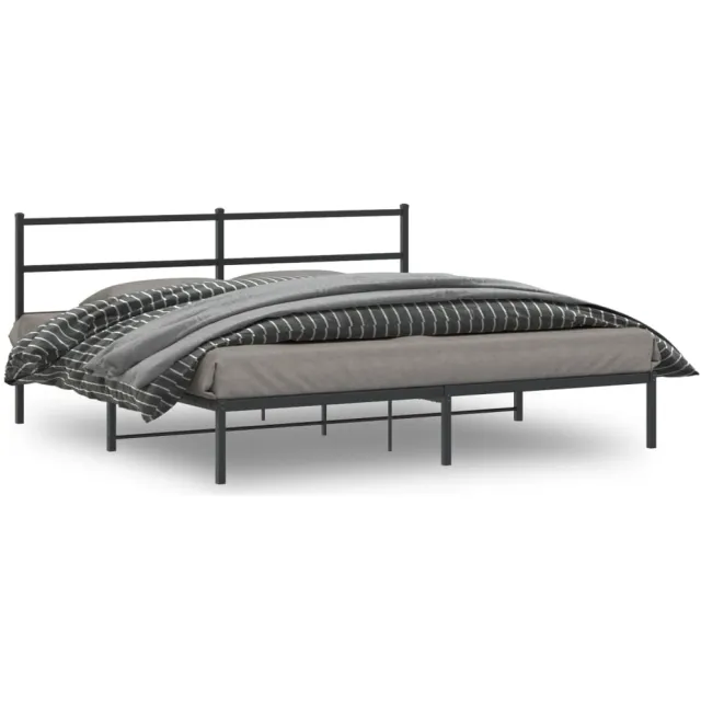 vidaXL Bedframe met hoofdbord metaal zwart 193x203 cm