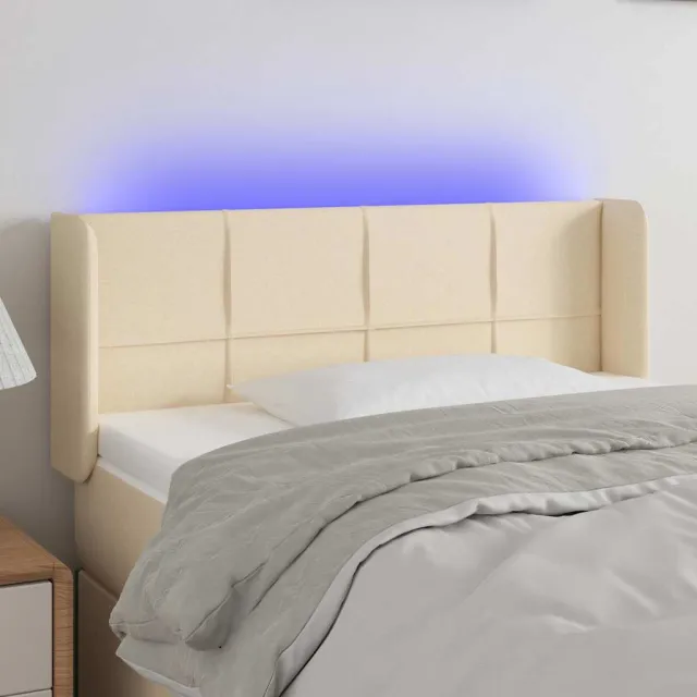 vidaXL Hoofdbord LED 83x16x78/88 cm stof crèmekleurig