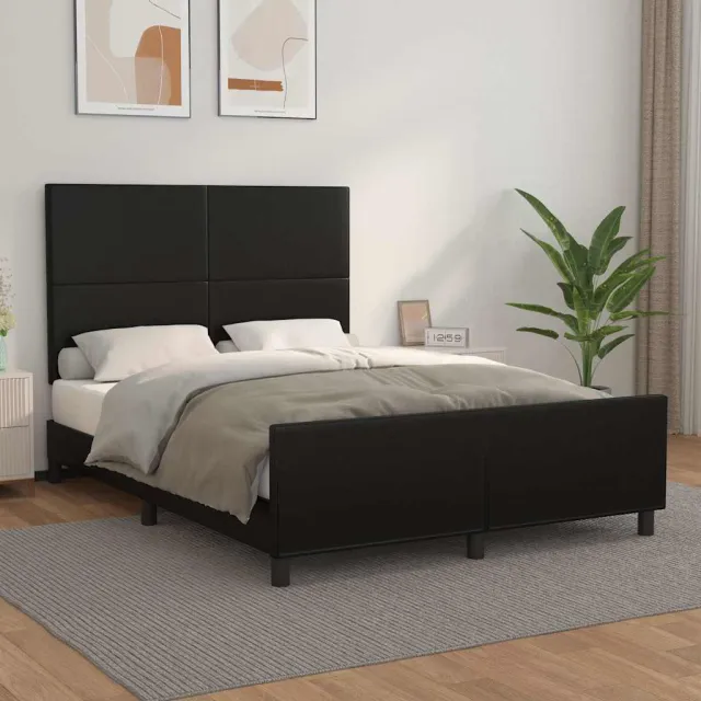 vidaXL Bedframe met hoofdeind kunstleer zwart 140x190 cm