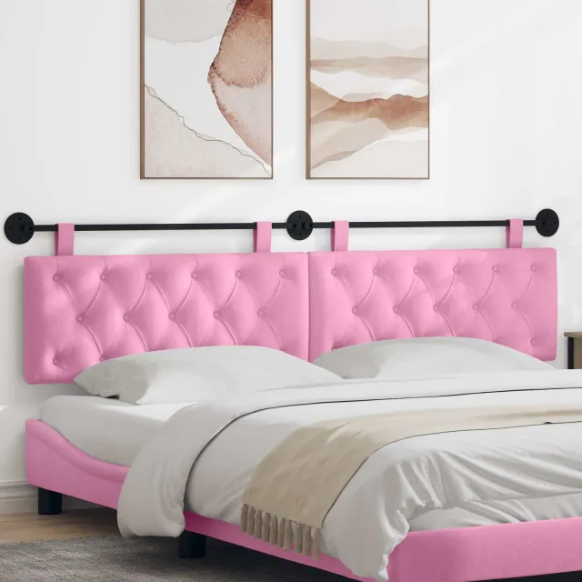 vidaXL Hangend hoofdbord Roze Stof