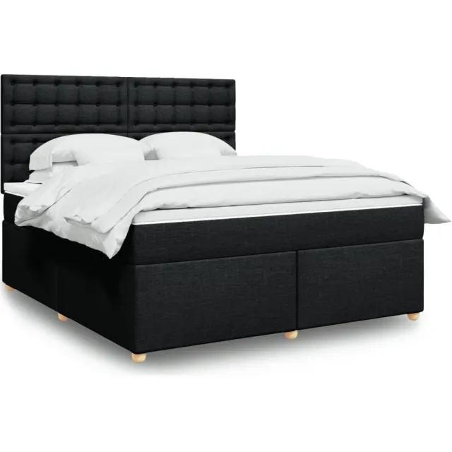 vidaXL Boxspring met matras stof zwart 180x200 cm