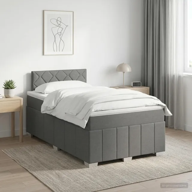 vidaXL Boxspringbed met matras Donkergrijs 120 x 200 cm Stof