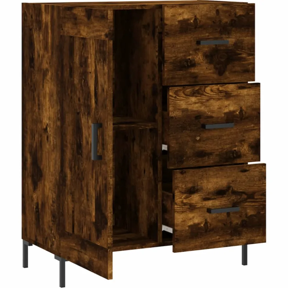 vidaXL Dressoir 69,5x34x90 cm bewerkt hout gerookt eikenkleurig, foto 4