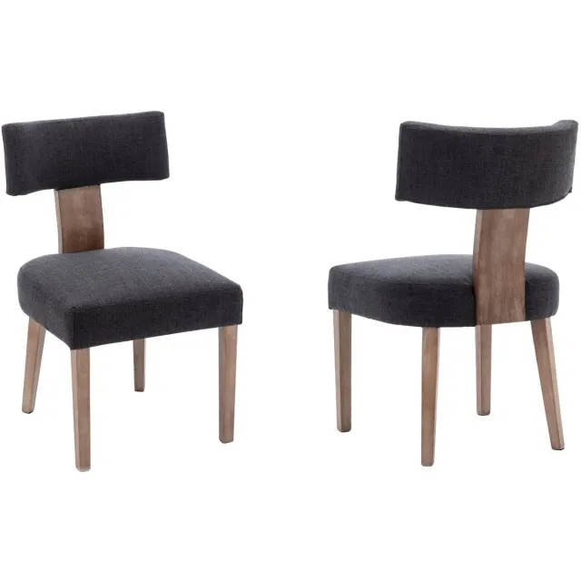 chairus Eetkamerstoel Set van 2 stoelen - Zwart - Linen - Met Rugleuning - Gewatteerde zitting - Armloze stoelen - Met Houten Poten - Voor woonkamer en keuken