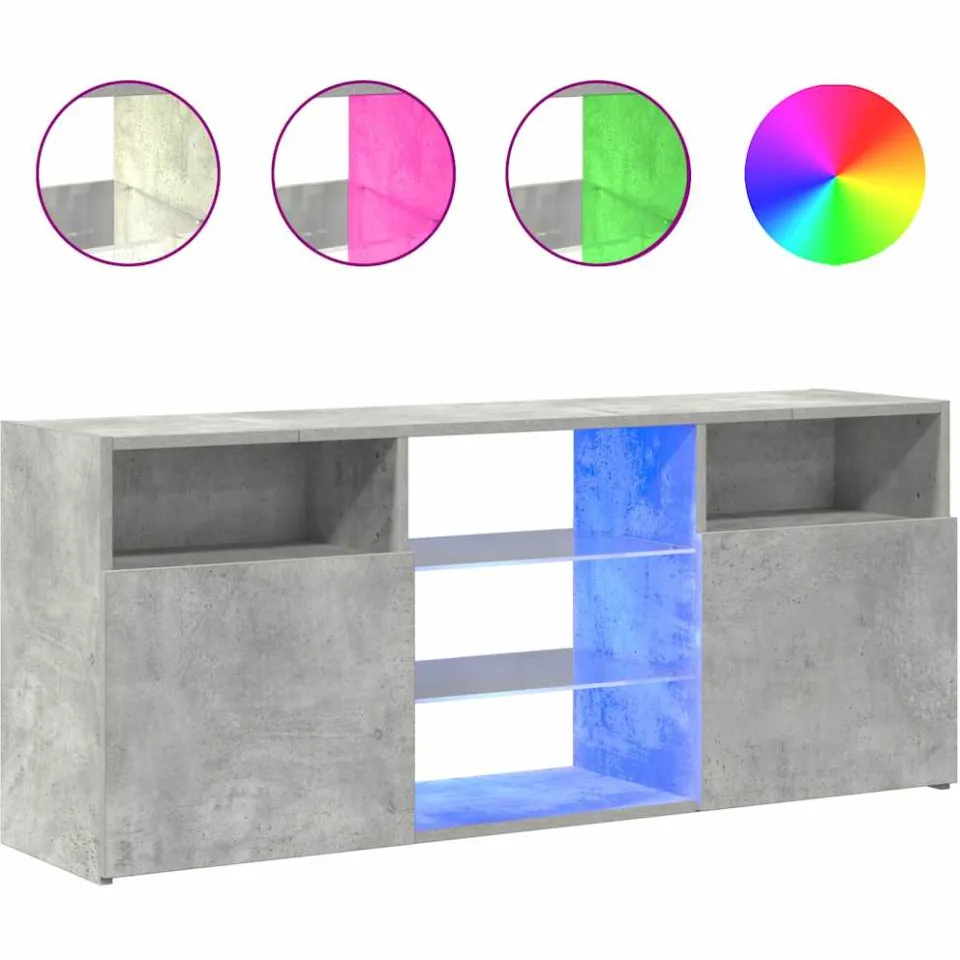 vidaXL Tv-meubel met LED-verlichting 120x30x50 cm betongrijs grijs, foto 4