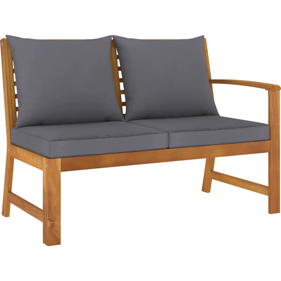vidaXL 4-delige Loungeset met kussens massief acaciahout grijs, foto 4