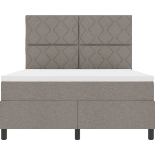 vidaXL Boxspring bed met LED-stripverlichting Taupe 160 x 200 cm Stof
