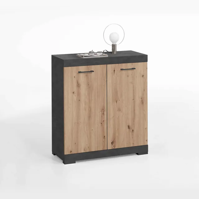 Opbergkast Hermes Artisan Eiken 80x35x90 cm - 1 Bruin | Grijs