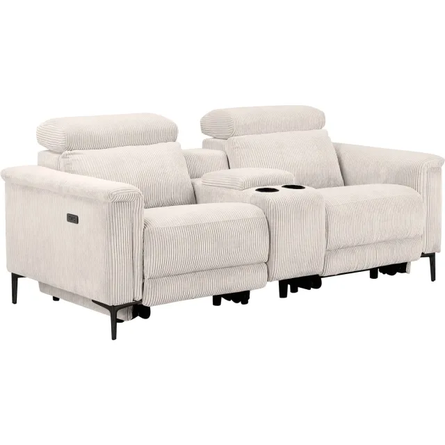 Notio Living Lund - Dubbele relaxfauteuil met elektrische functie in corduroy crème (97 x 194 x 100 cm) Wit