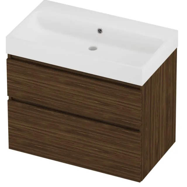Proline Podium Badmeubelset Polystone Loft Zonder Kraangat 80x46x70 cm Mat White Cabana Oak Eiken
