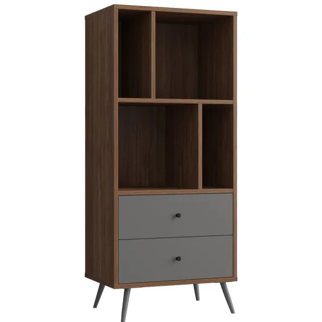 Vakkenkast Felipe Walnoot 60 cm Bruin | Grijs