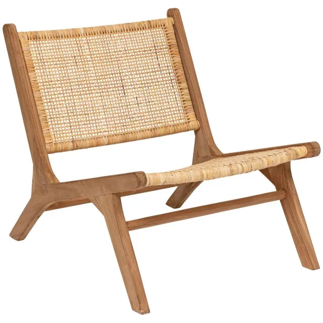Atmosphera Créateur d'intérieur® Fauteuil van teakhout en gevlochten rotan TIMOR Beige lin
