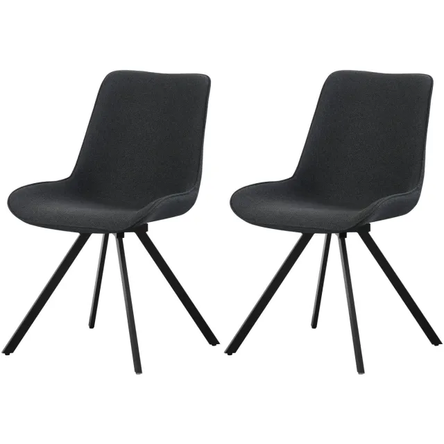 Furnilux Swivel stoel set van 2 in antraciet - Emilia draaistoel met 360 graden functie - 52cm blanc
