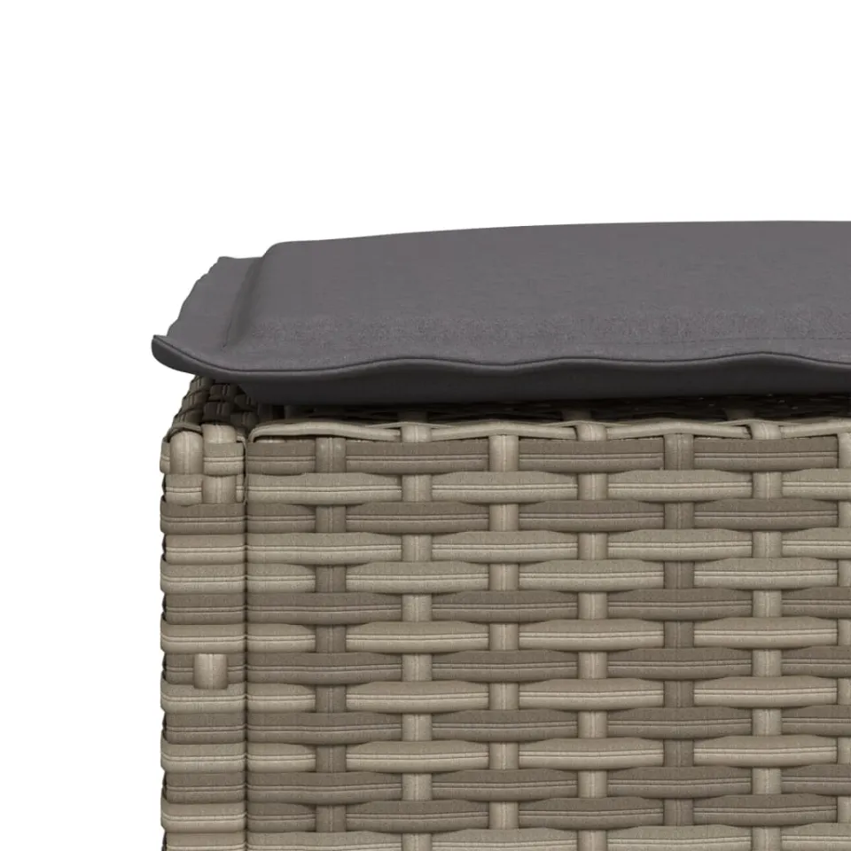 vidaXL Tuinkruk met kussen 63,5x56x32 cm poly rattan grijs, foto 4