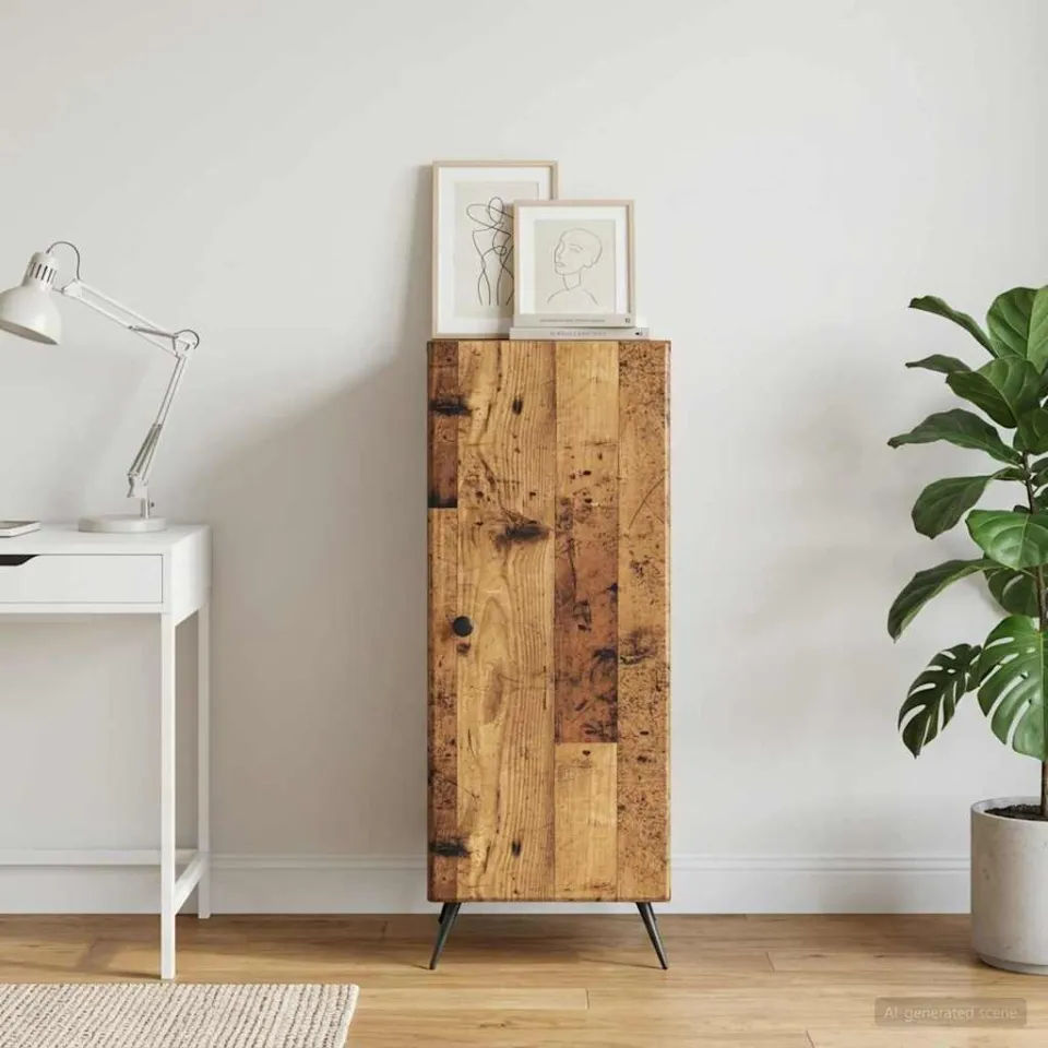 vidaXL Dressoir Oud hout 33 x 34,5 x 90 cm Bewerkt hout bruin, foto 3